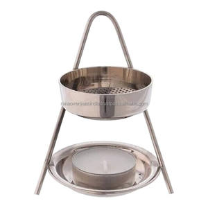 เตาเผาเครื่องหอมทองเหลืองชุบเงินพร้อมท่อตาข่าย ใช้สำหรับเผาเครื่องหอม ลาบาน และบาคูร์ - Product Image 1