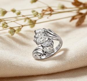 Art Palace 925 Sterling Silver Cluster <b>Ring</b> With Marquise Cut <b>Crystal</b> Stones Prong Setting For Women Classic Style - Product Image 1