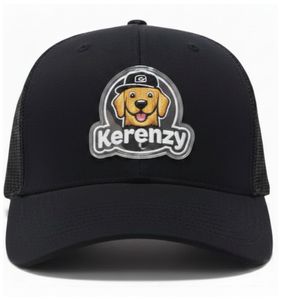 Tpu Trucker Cap Black Mesh Adjustable 6-Panel Casual Hat Unisex Adult Cartoon <b>Dog</b> Logo Front Panel Bulk Quantity - Product Image 2