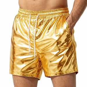 Shorts de Baño Metálicos Dorados Vintage Personalizados al por Mayor para Hombre, Brillantes, Impermeables, con Diseño de Lámina Líquida, Shorts Cargo, Ropa de Playa al por Mayor - Product Image 1