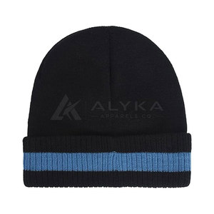 Reasonable Price Men <b>Beanies</b> Custom Logo Soft <b>Wool</b> Winter <b>Hat</b> Unisex Black <b>Beanie</b> With Blue Stripe Casual Style <b>Beanies</b> <b>Hats</b> - Product Image 6