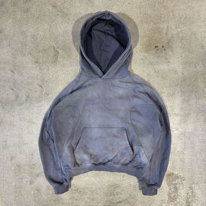Sweat à capuche pour homme en molleton doux, délavé à l'acide et effet vintage, avec empiècements contrastants, style streetwear décontracté - Product Image 5