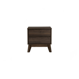 2-drawer teak wood nightstand made of quality materials with a dark natural finish for indoor,bedroom use - Product Image 3