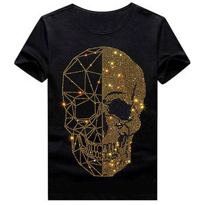 เสื้อยืดผู้ชายประดับเพชรหรูหรา ดีไซน์ตกแต่งด้วยเพชร น้ำหนักเบา สวมใส่สบาย ลำลอง แขนสั้น คอกลม - Product Image 4
