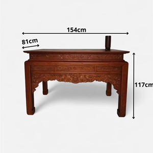 Huong Wood Nhu Y One Tier Rectangle Carved Altar Table for Home Shrine Spiritual Worship and Ancestral Offering - Product Image 4