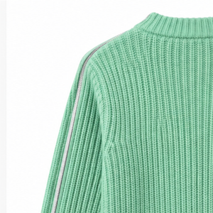 เสื้อสเวตเตอร์ถักลายริบ คอกลม แขนยาว มีซิปทั้งแขน สีพื้น สไตล์ลำลอง สตรีทแวร์ ขายส่ง - Product Image 4
