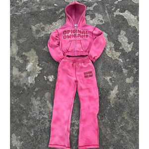 Conjunto de Sudadera con Capucha Personalizada para Mujer y Hombre, Chándal con Pedrería Personalizado para Damas, Chándal Personalizable de 450 Gsm - Product Image 1