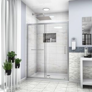 Porta Doccia Scorrevole Singola 48''L x 72''A, Box Doccia Scorrevole 48''L x 72''A in Nichel Spazzolato - Product Image 2