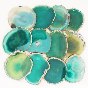 Ensemble de sous-verres en agate verte naturelle, sous-verres en pierres précieuses polies pour la décoration de la maison - Product Image 4