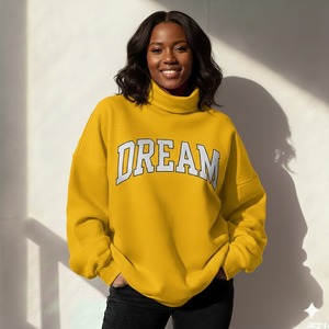 Sweat-shirts en molleton de qualité supérieure pour femmes grandes tailles, hiver/automne, col montant, polyester/coton écologique, personnalisables - Product Image 3