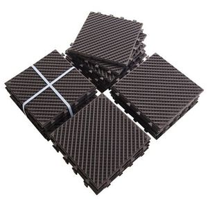 All-Weather Patio Composite Decking <b>Tiles</b> 12"x12" <b>Interlocking</b> Square Outdoor Flooring Four Slat Plastic Patio <b>Tiles</b> for All - Product Image 1