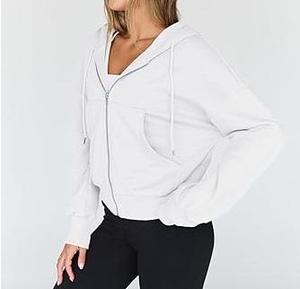 Ventes chaudes - Sweat à capuche blanc surdimensionné 500 GSM pour femme, fermeture éclair, bonne qualité, style unique, respirant, OEM, prix bas - Product Image 2