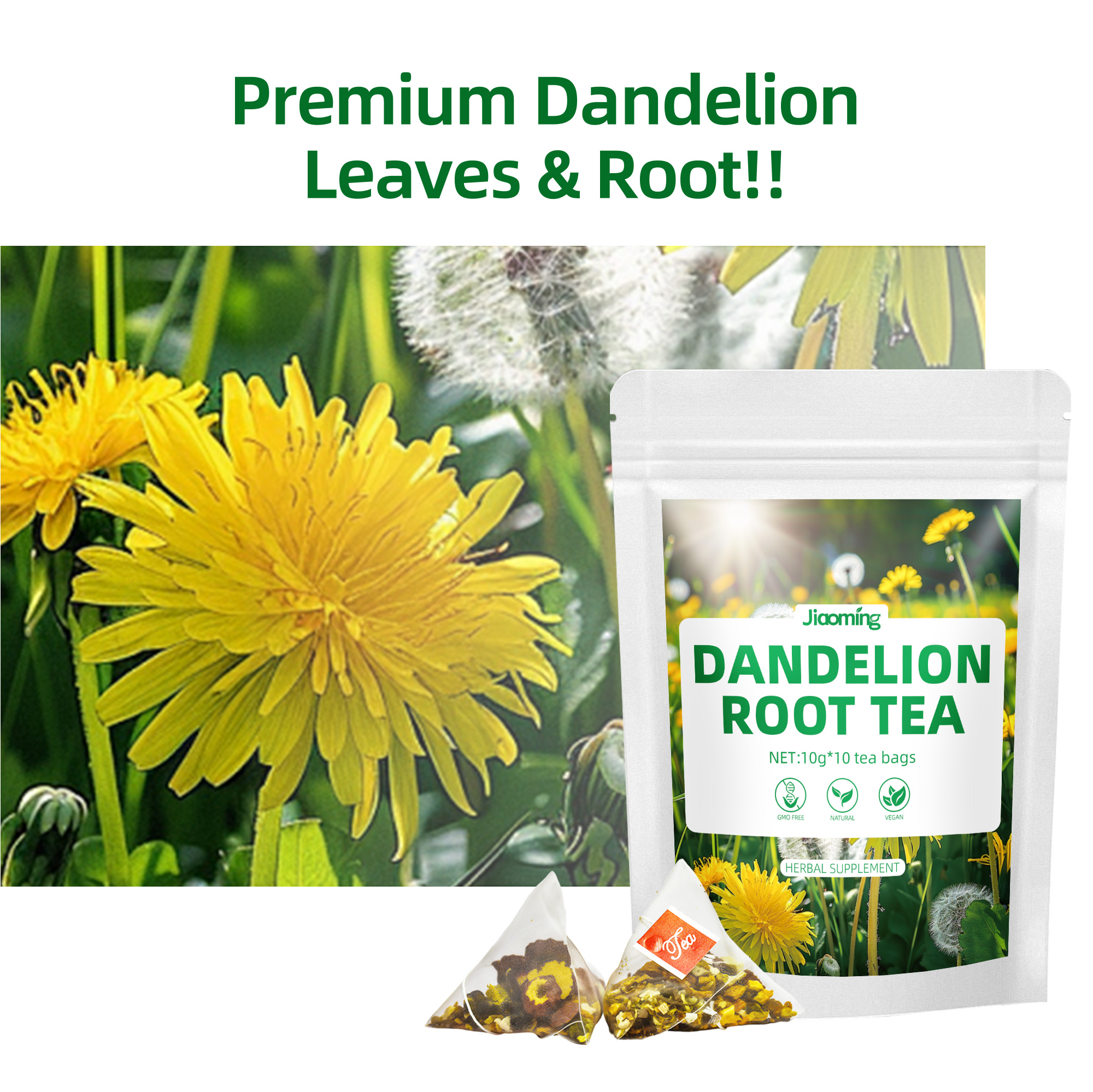 Organic Dandelion Root Tea Traditional Chinese Medicine Herbal Supplement Bagged Bulk Organic Tea