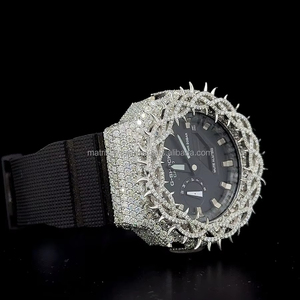 Reloj Moissanite de calidad premium estilo Thorn, modelo GA 2100, caja completamente cubierta de moissanite, aprobado por el probador de diamantes. - Product Image 2