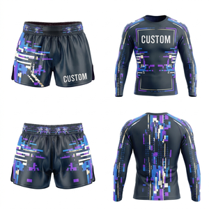 Conjunto de Shorts y Rashguard Profesionales para Boxeo, Sublimación Personalizada, Spandex/Poliéster, Transpirable, Ropa de Entrenamiento sin Costuras - Product Image 1
