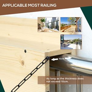 Hangable Spruce Wood <b>Foldable</b> Balcony Table Railing Bar Serving <b>Desk</b> Fits up to 3.9 Inches Natural - Product Image 6