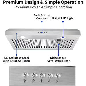 Hotte de cuisine encastrée sous armoire 30 pouces en argent avec 3 vitesses 600 CFM - Product Image 4