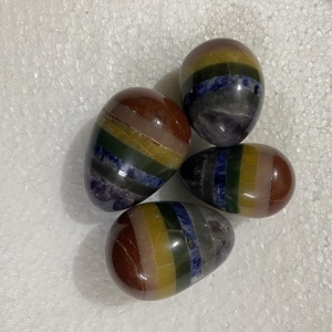 Œuf de cristal poli 7 Chakras en pierre gemme, pierre de massage Yoni pour la méditation, la décoration et les cadeaux, vente en gros - Product Image 5