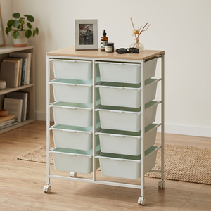 Minimalist 10 Tier Storage Drawer Cart with Wheels Plastic Drawers for Living Room Office Neatening Storage Furniture - Product Image 1
