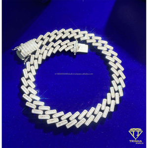 Collar de Eslabones Cubanos Audaces con Diamante Moissanita, Cadena de Plata de Ley 925 Iced Out, Joyería de Lujo Hip Hop al por Mayor - Product Image 1
