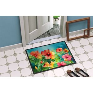 Hawaii Hawaiian Hibiscus Aquarelle Paillasson Antidérapant Lavable Low Pile 24H X 36W Intérieur Extérieur Tapis De Porte Avant pour Entrée - Product Image 4