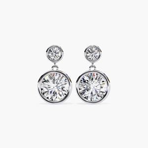 Pendientes de Diamante Cultivado en Laboratorio de 1.80CT con Engaste de Bisel en Oro de 14K, Diseño Minimalista, para Compromiso, Boda, Fiesta Nupcial, Regalo de Lujo para Mujer - Product Image 3