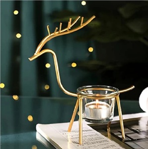 Elegant Golden Deer Shape <b>Tea</b> Light Holder Brass Candle <b>Stand</b> Christmas Home Decoration Heat Resistant - Product Image 1