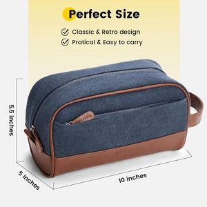 Borsa da Toilette in Tela Blu Navy Vorspack, Borsa da Viaggio Impermeabile con Accessori, Regalo per Uomini - Product Image 2