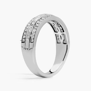Anillo de compromiso y boda para mujer con diamantes baguette cultivados en laboratorio, de varias filas, en oro de 10K/14K/18K o plata 925/935, regalo para fiesta. - Product Image 3