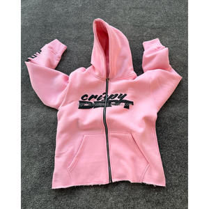 Sweat à capuche zippé épais brodé sur mesure pour homme, coupe oversize, fermeture éclair bidirectionnelle, sweat uni vierge avec personnalisation de la fermeture éclair - Product Image 3