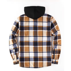 Veste en flanelle à capuche à manches longues fabriquée au Pakistan, fermeture à boutons, coupe classique, vêtement décontracté - Product Image 2