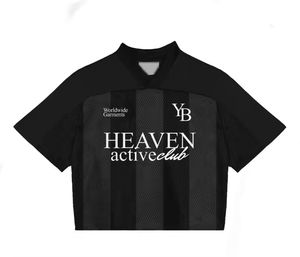 T-shirt de sport personnalisé avec logo d'usine, col en V, coupe ample, t-shirts oversize, hauts courts, vêtements unisexes, maillot de football en mesh, streetwear - Product Image 1