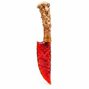 Couteau rituel artisanal en obsidienne rouge avec manche en bois de cerf, athame en verre rouge rubis, poignard cérémoniel pour la décoration d'autel païen - Product Image 5