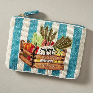Farmers Market Beaded <b>Coin</b> <b>Purse</b> Vegetable Basket Mini Wallet Handmade Pouch - Product Image 1