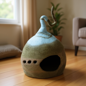 ที่นอนแมวแบบถ้ำสไตล์เนปาล  บ้านแมวแสนสบายสำหรับแมว - Product Image 3