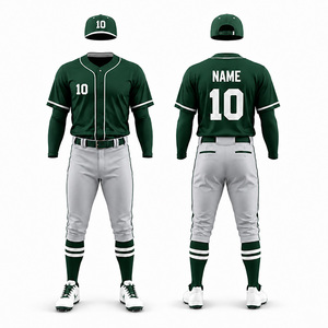 Conjunto de Uniforme de Béisbol Sublimado Personalizado, Jersey, Pantalones y Gorra Unisex para Adultos, Transpirable, Antibacterial, de Secado Rápido, en Poliéster Corto - Product Image 2