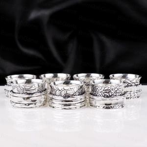 925 Sterling Silver Spinner Assorted Floral Geometric Pattern Wide <b>Fidget</b> <b>Rings</b> Anti Anxiety Meditation Band Vintage Jewelry - Product Image 1