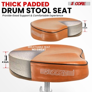 5 Core Drum Throne 4" <b>Padded</b> Guitar <b>Stool</b> Drummer Chair Adjustable Musician Seat - Product Image 2