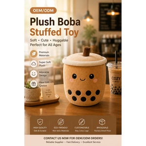 Peluche Boba Mignonne, Poupée en Peluche Thème Bubble Tea, Peluche Kawaii Thème Thé au Lait, Douce et Câline, Cadeau d'Anniversaire pour Enfants et Collectionneurs - Product Image 1