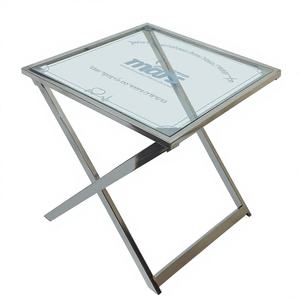 Mesa Auxiliar de Acero Inoxidable Hecha a Mano con Envío Exprés, Mesa de Té con Vidrio Tuffan, Mesa de Salón, Mesa Metálica de Estilo Occidental - Product Image 6