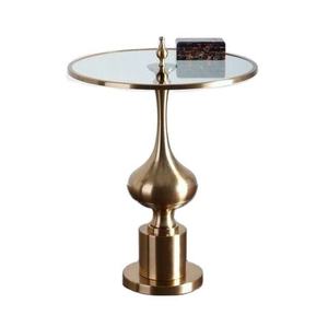 Modern Pink Metal Coffee <b>Table</b> with Gold Rim <b>Glass</b> Top Contemporary Living Room Furniture Decorative <b>Side</b> <b>Table</b> - Product Image 3