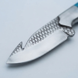 Couteau de chasse et de survie à lame fixe en acier forgé sur mesure avec manche en bois de cerf et turquoise – Vente en gros - Product Image 2