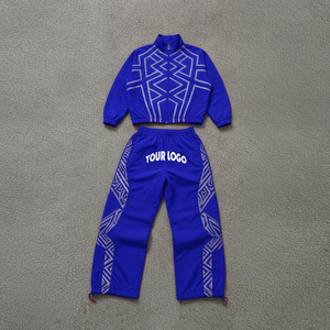 Conjunto de Pantalones Deportivos de Nylon Bordados Extra Grandes para Hombre, Estilo Urbano Holgado, Vintage, Cortavientos, 2 Piezas, Personalizado 2026 - Product Image 4