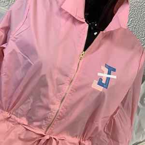 Veste trapèze rose pour femme Jack and Jill avec fermeture éclair, style décontracté, ourlet à volants, manteau élégant pour femme - Product Image 5