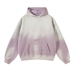 Sudadera con capucha de poliéster/algodón estilo vintage, desgastada, lavada, oversize, de peso pesado, con lavado ácido, bordado y estampado, para mujer, casual, otoño - Product Image 1