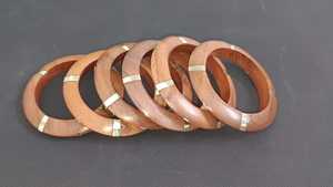 Handmade Luxury Wood Bangles Polished Finish Embossing Printed Fashion Jewelry Bracelets for Women Party Wear Gifts India - Product Image 3