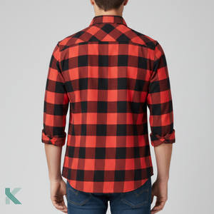 Chemise décontractée à carreaux pour homme en flanelle 100% coton, tissée, teinte en fil, super douce et de haute qualité, pour l'hiver - Product Image 3