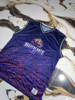 Jersey Basket Tanpa Lengan Bravehearts Pria V-Neck Cetak Transfer Panas Poliester/Katun Ramah Lingkungan Cepat Kering Geometris