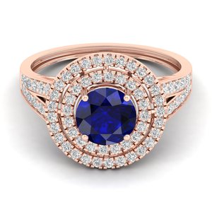 REYES IGI Certified 14K <b>White</b> Gold Round Cut 1.3 Carat Blue <b>Sapphire</b> Gemstone <b>Ring</b> For Women Luxury Wedding Gift Fine Jewelry - Product Image 5