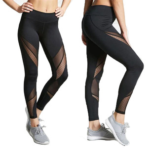 Leggings de cintura media transpirables con diseño de paneles de tela de malla cosida, de alta elasticidad, a las tarifas más económicas para mujer. - Product Image 6